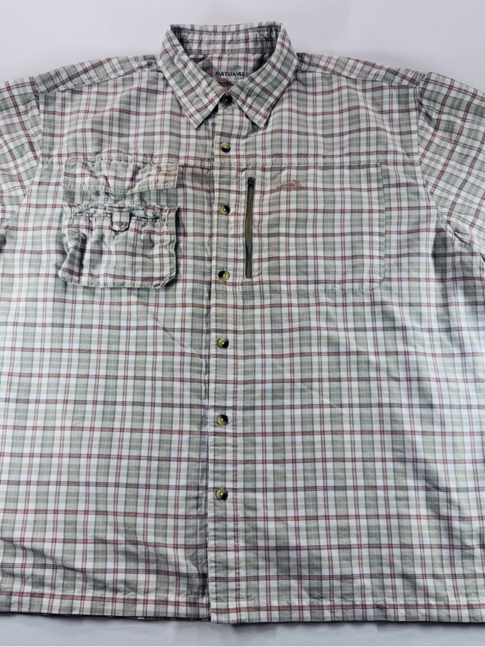 Natural Gear Mens Lightweight Nylon Plaid Vented Fishing Shirt 2XL
